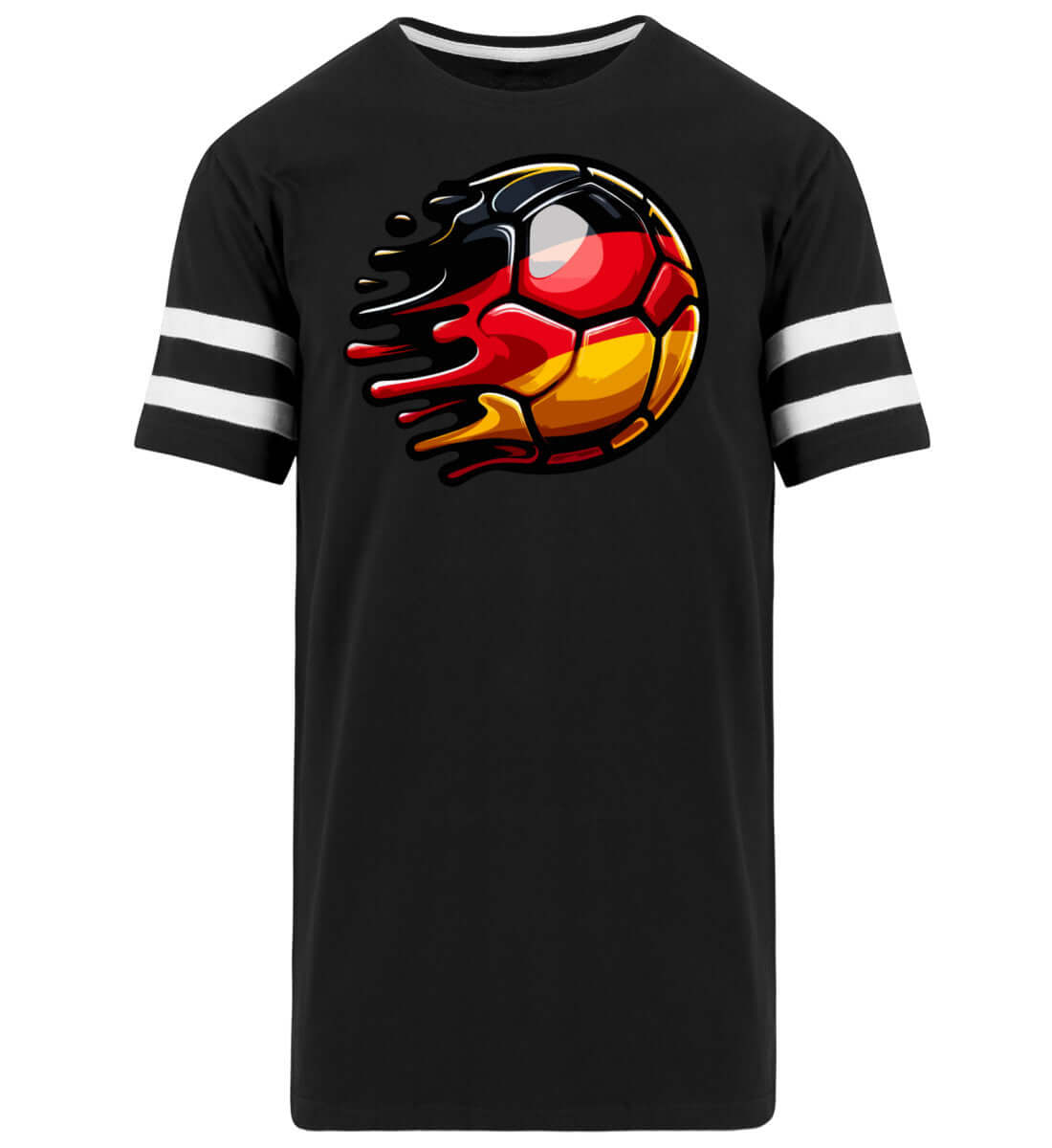 Deutschland Fan Long Tee Herren mit stylishem Fußball-Design und Kontraststreifen an den Ärmeln.