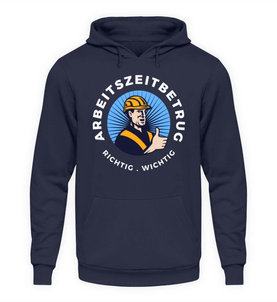 Stylischer Herren Hoodie "Arbeitszeitbetrug" mit ironischem Frontprint für gemütliche Chiller-Vibes.