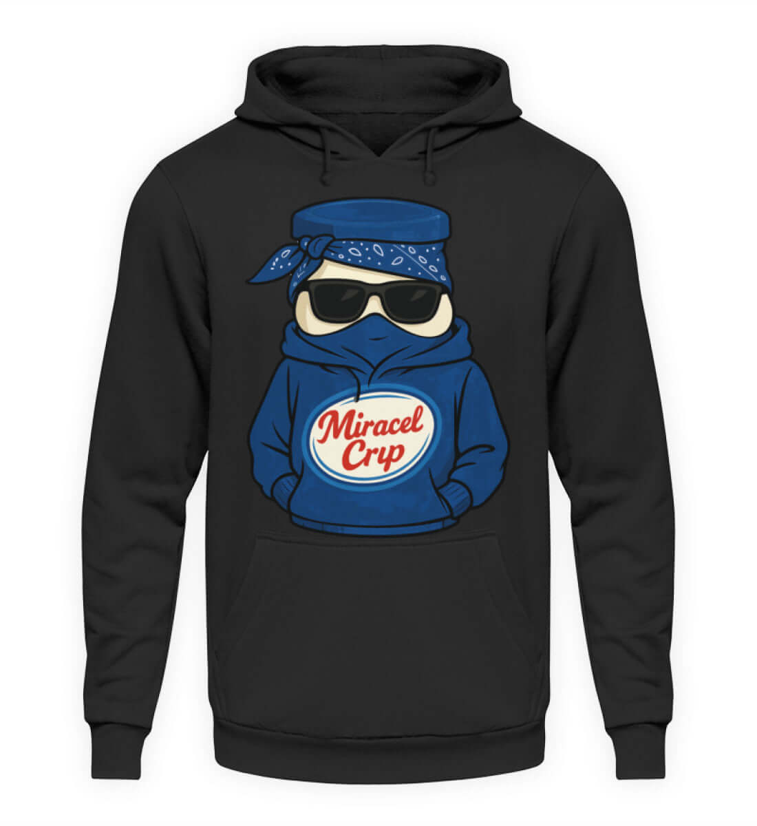 Robuster schwarzer Herren Hoody mit frechem Miracle Crip Motiv für urbanen Streetwear-Stil.