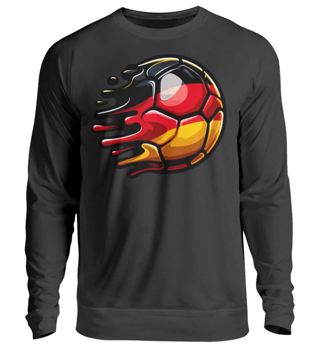 Herren Pullover mit dynamischem Fußball-Design in schwarz, ideal für EM 2024 Fans aus Deutschland.