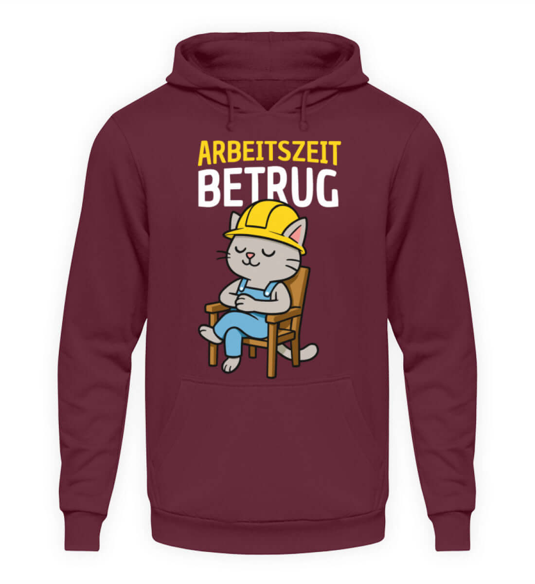 Herren Hoody mit ironischem Katzen-Motiv "Arbeitszeitbetrug" – perfekt für gemütliche Baustellen-Looks.
