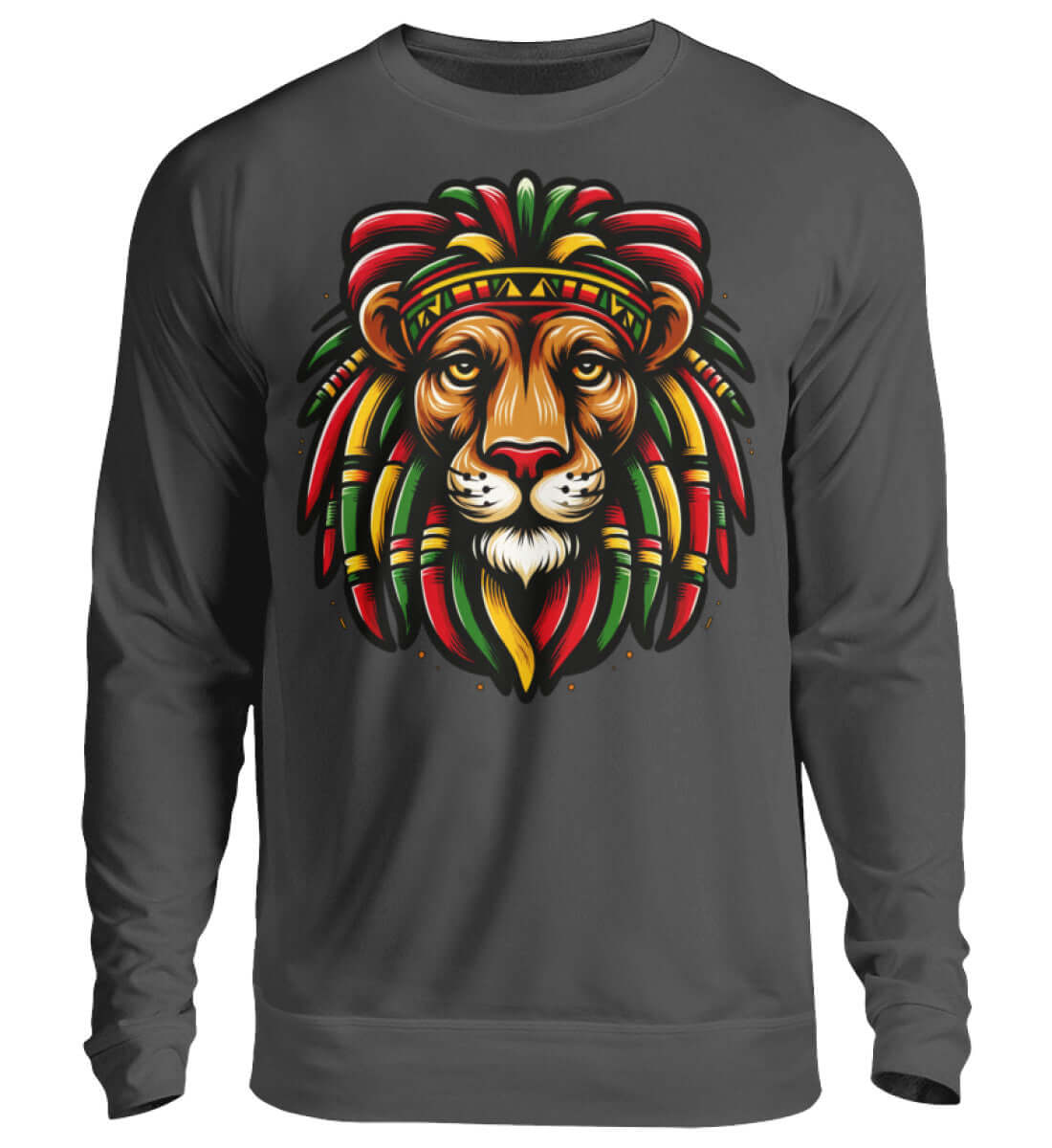 Reggae Löwe | Herren Cannabis Pullover Grau