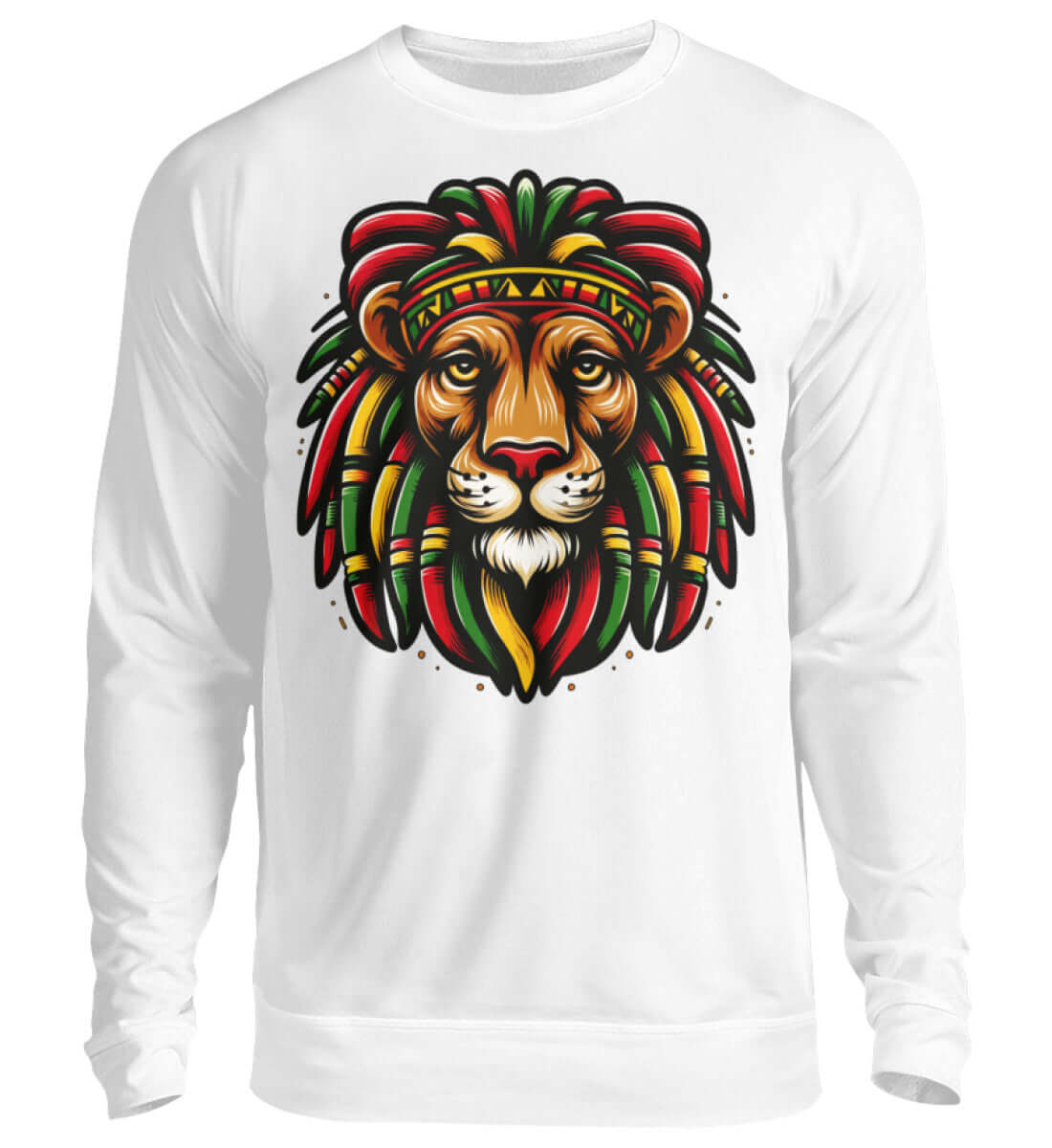 Reggae Löwe | Herren Cannabis Pullover Weiß