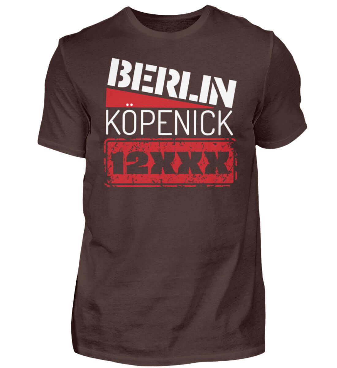 Berlin Köpenick Shirt in Braun mit auffälligem 12XXX Postleitzahlenprint
