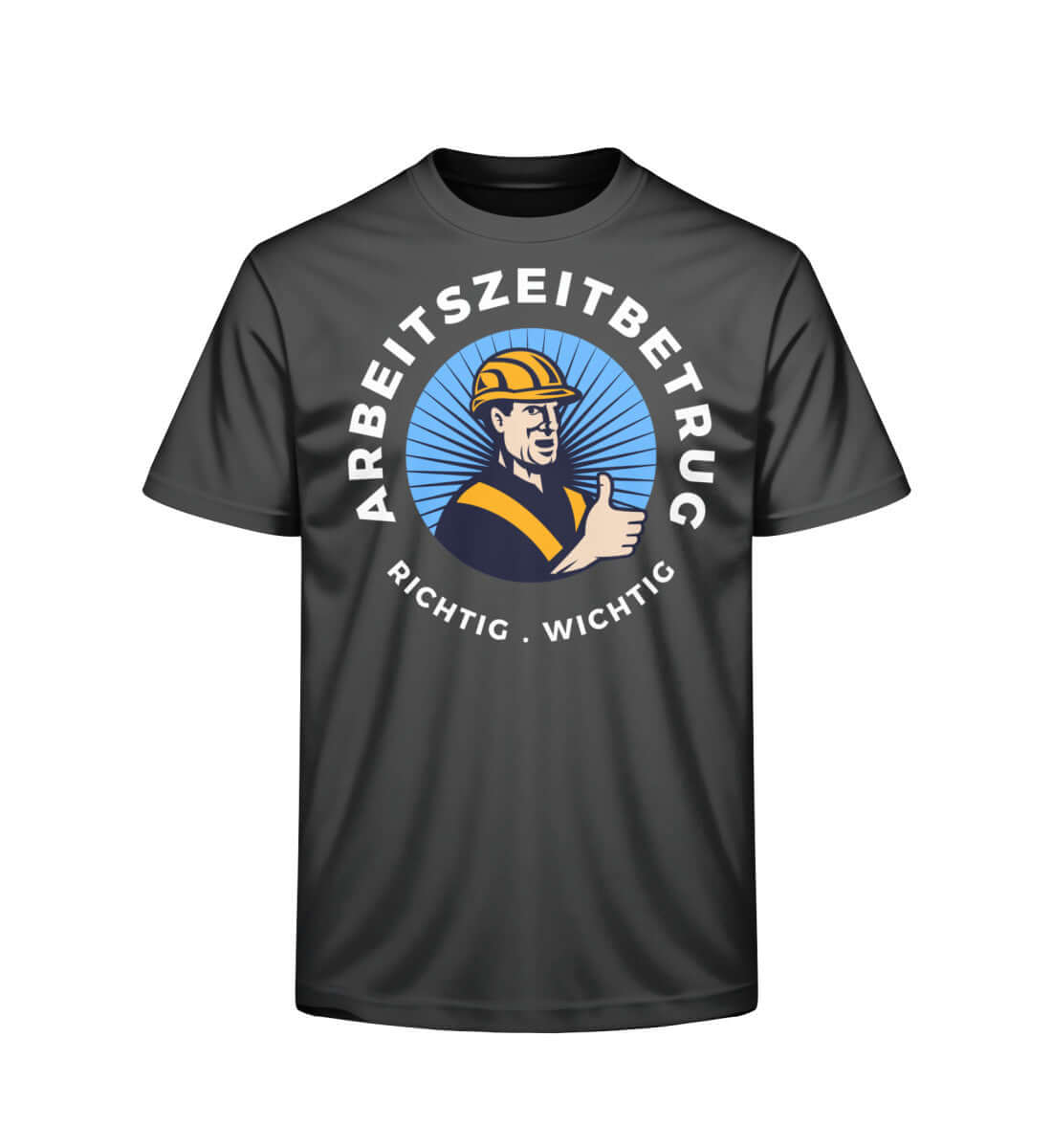 Anthrazitfarbenes Funshirt mit Retro-Arbeitszeitbetrug-Design