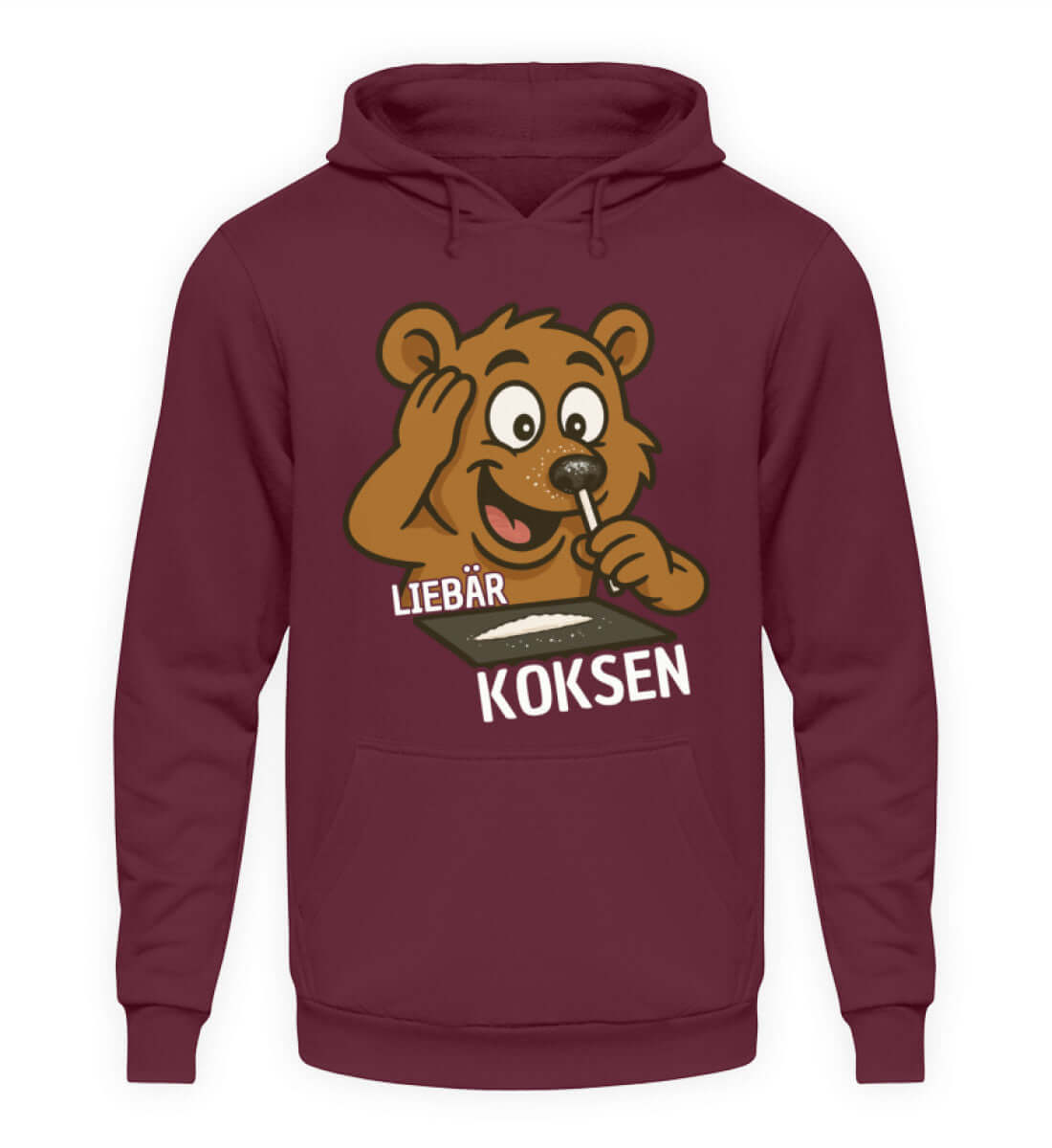 LIEBÄR KOKSEN Hoodie für Herren mit frechem Partybär-Motiv, warm und stylisch für jede Feier.