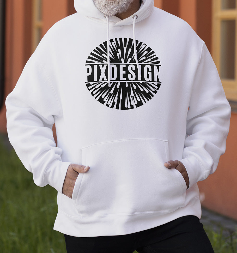 Weißer Pixdesign Hoody für Herren