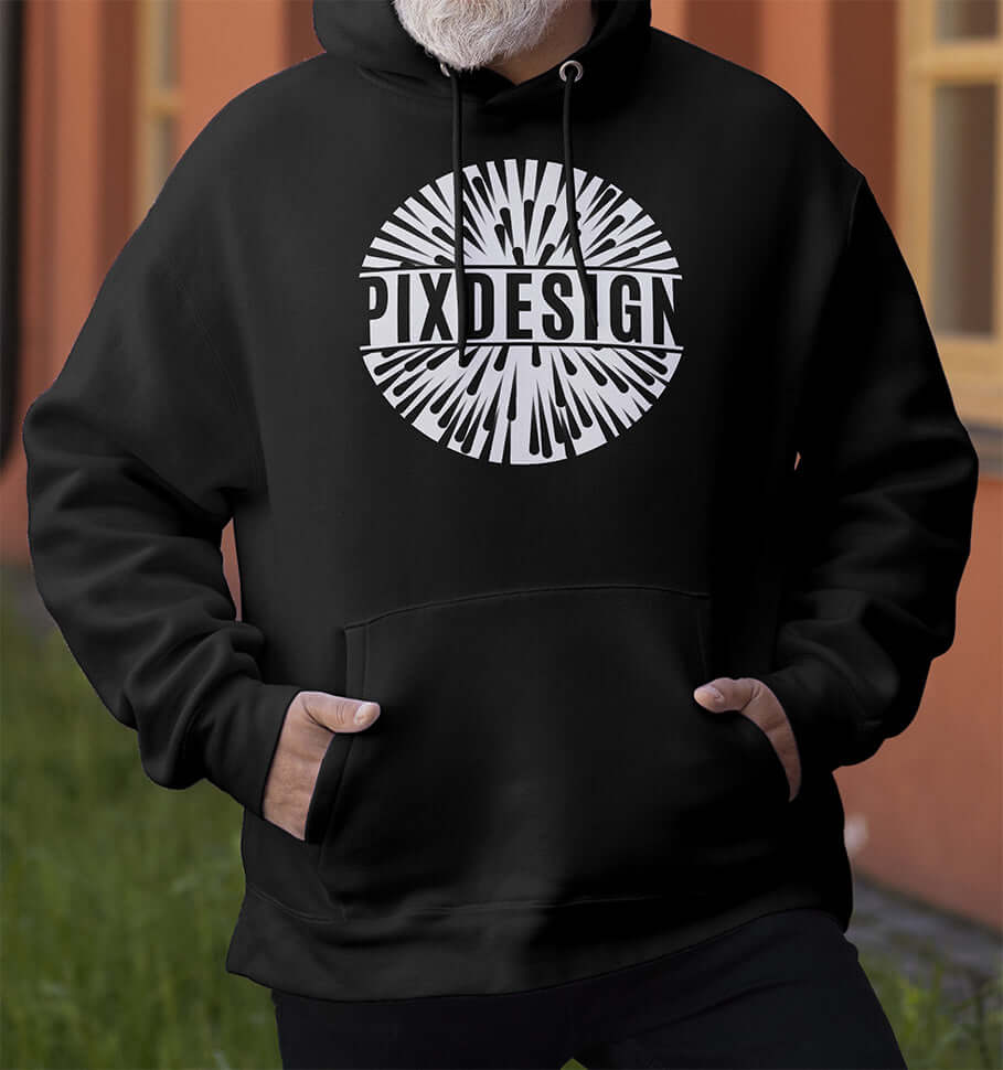 Schwarzer Kapuzenpullover Pixdesign Kollektion