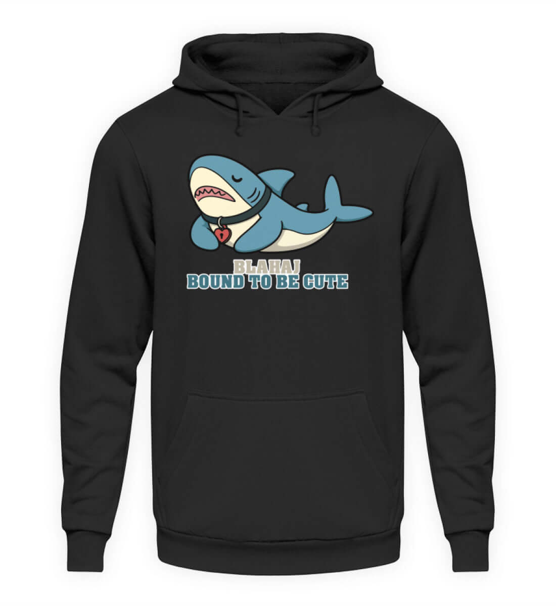 Schwarzer BLAHAJ Herren Hoody mit süßem Haifisch-Print "Bound to be Cute", ideal für gemütliche Stunden.