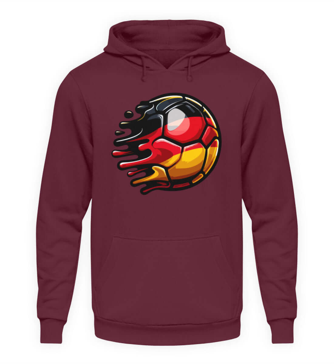 Herren Hoodie mit Fußball-Deutschland Motiv in bordeauxrot, ideal für Fans und Freizeit.