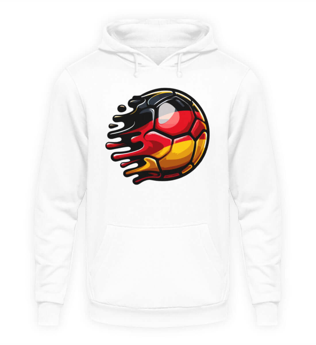 Herren Hoodie mit Fußball-Deutschland Motiv in Weiß, ideal für sportliche Anlässe und Partys.