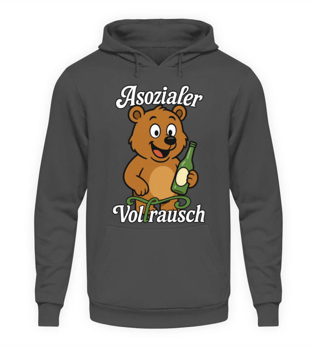 Stylischer Herren Hoody "Asozialer Vollrausch" mit ironischem Partybären-Design und hohem Tragekomfort.