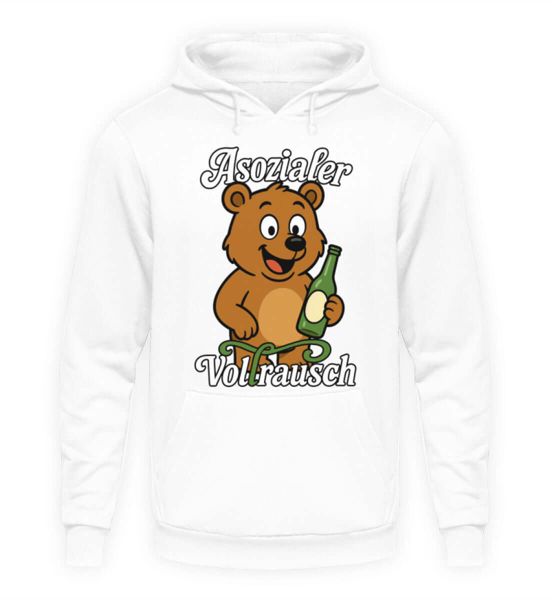 Herren Hoody "Asozialer Vollrausch" mit lustigem Cartoon-Bären und Flasche, ideal für Partys