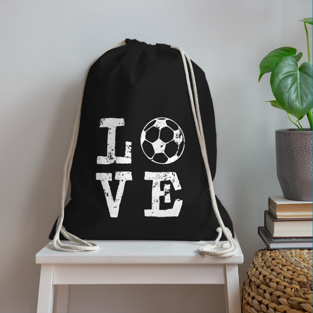 Sportbeutel Schwarz - EM 2024 Fußball Love - Pixdesign Onlineshop - Turnbeutel