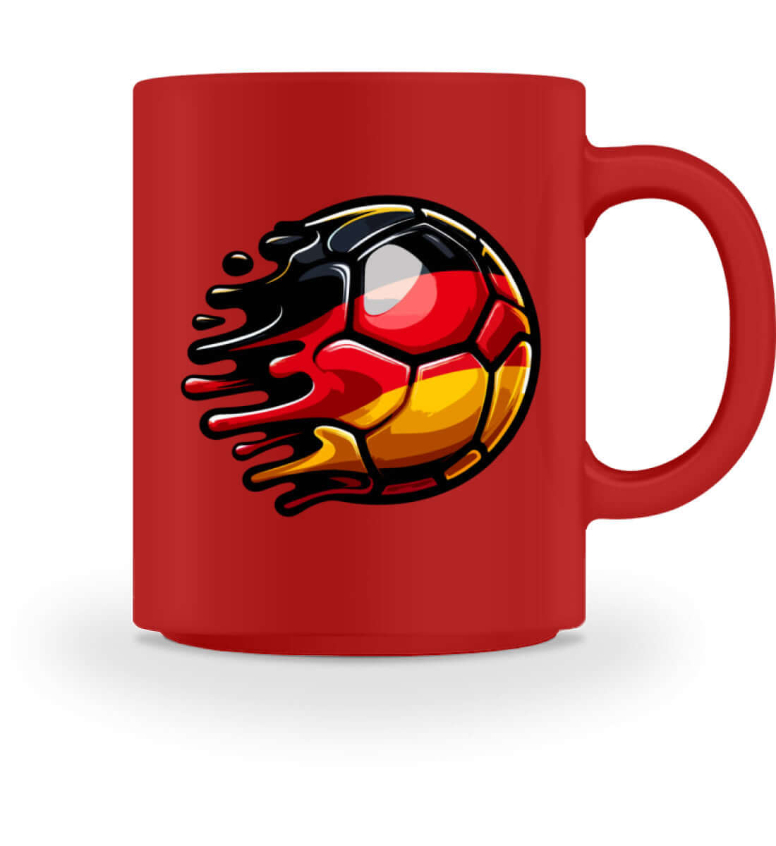 Kaffeetasse mit Fußball-Motiv in den Farben von Deutschland, ideal für Fußball-Fans.