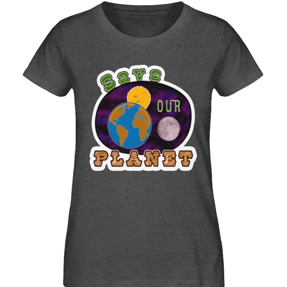 Save the Planet | Damen Melange T-Shirt