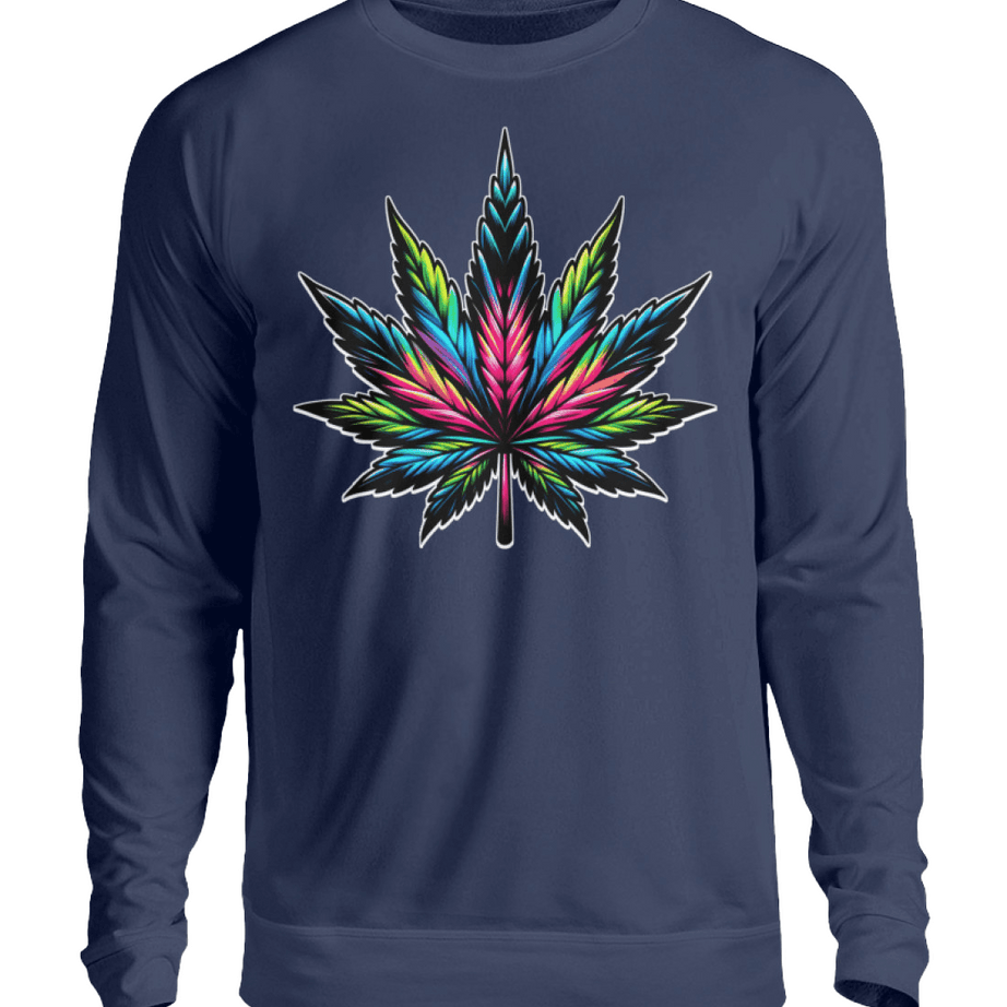 Hanfblatt Neon | Herren Cannabis Pullover