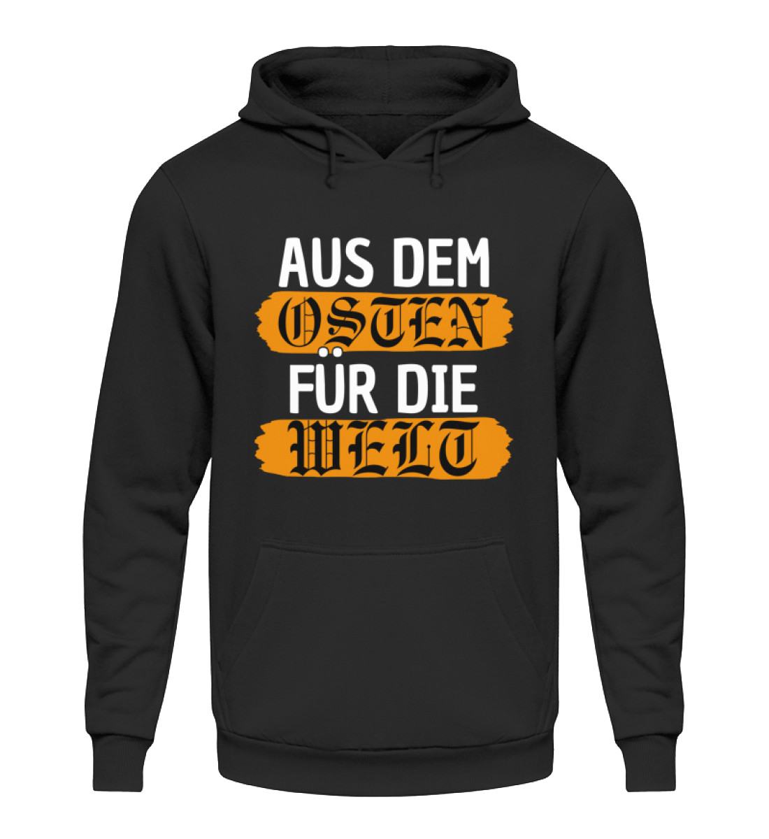 Osten Hoodie Herren - Aus dem Osten für die Welt, schwarze Kapuzenjacke mit weichem Material und robustem Design.