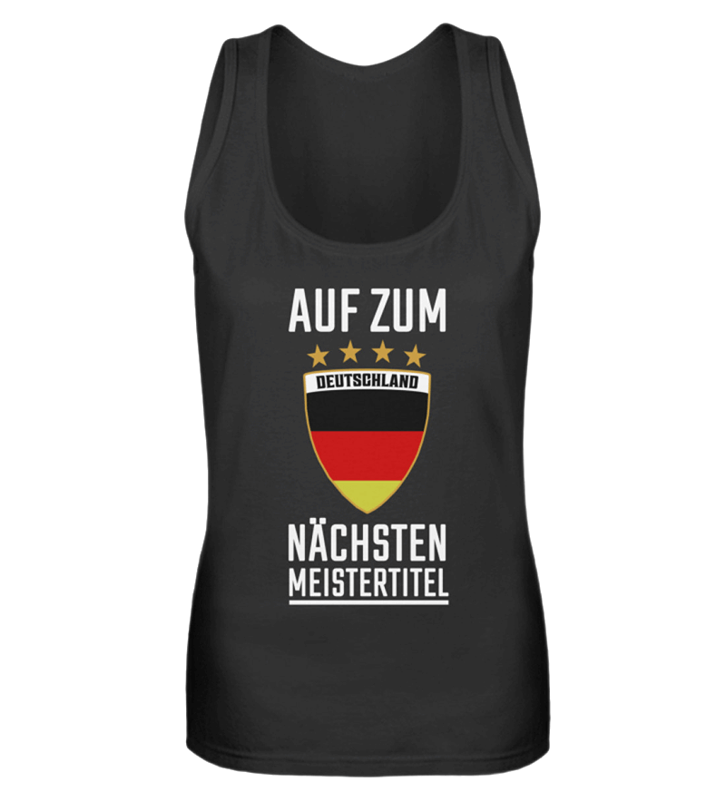 Deutschland Fan Tank Top Damen in Schwarz mit Aufdruck für Stadion-Style und Fan-Support.