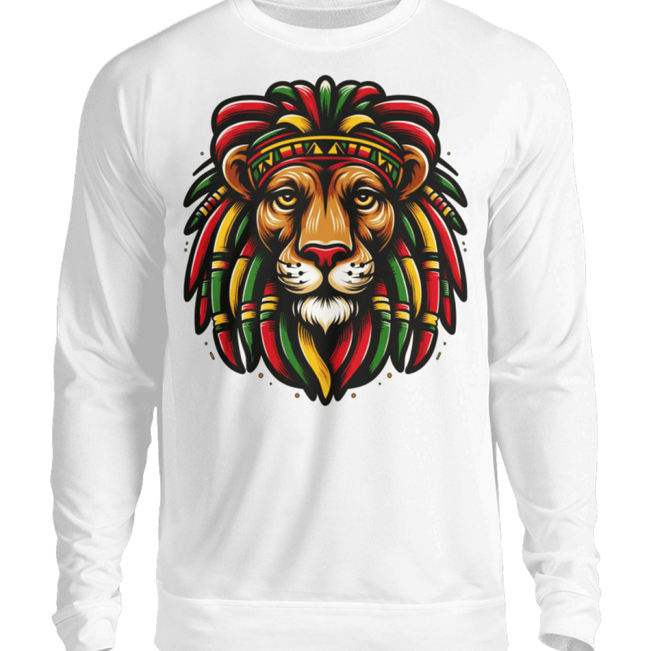 Reggae Löwe | Herren Cannabis Pullover Weiß