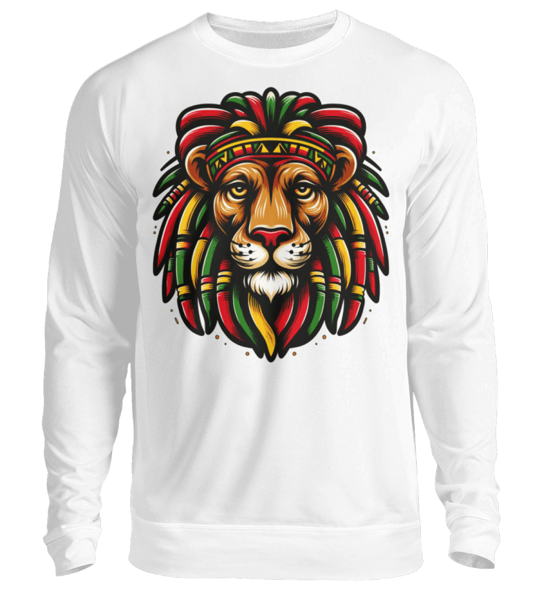 Reggae Löwe | Herren Cannabis Pullover Weiß