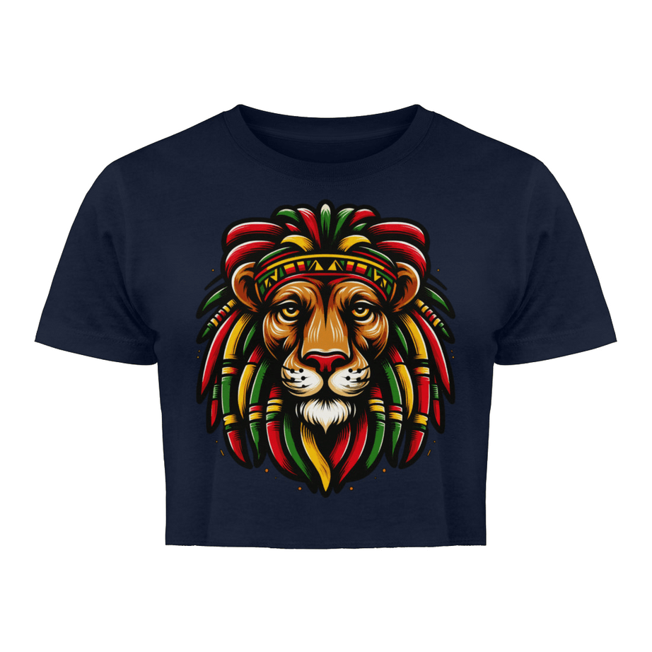 REGGAE Löwe | Damen Organic Crop Top Navy