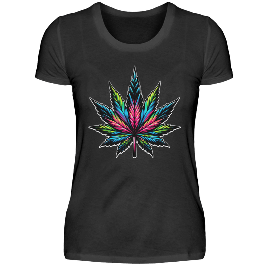 Damen T-Shirt | Neon Cannabisblatt