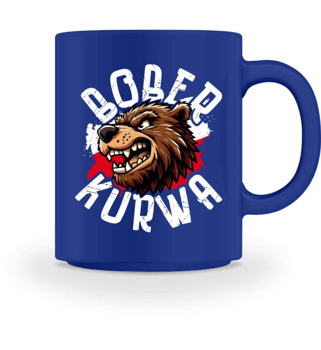 Bober Kurwa Becher in blau mit Biber-Motiv, ideal für Kaffee, Tee und Getränke, 374ml Volumen