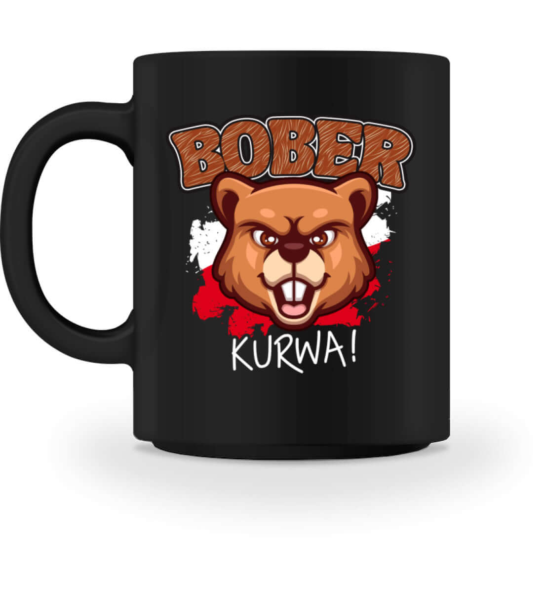 Bober Kurwa Kaffeetasse – Viral Biber Drink-Boss | 374ml, kreative Tasse mit Biber-Motiv auf schwarzem Hintergrund