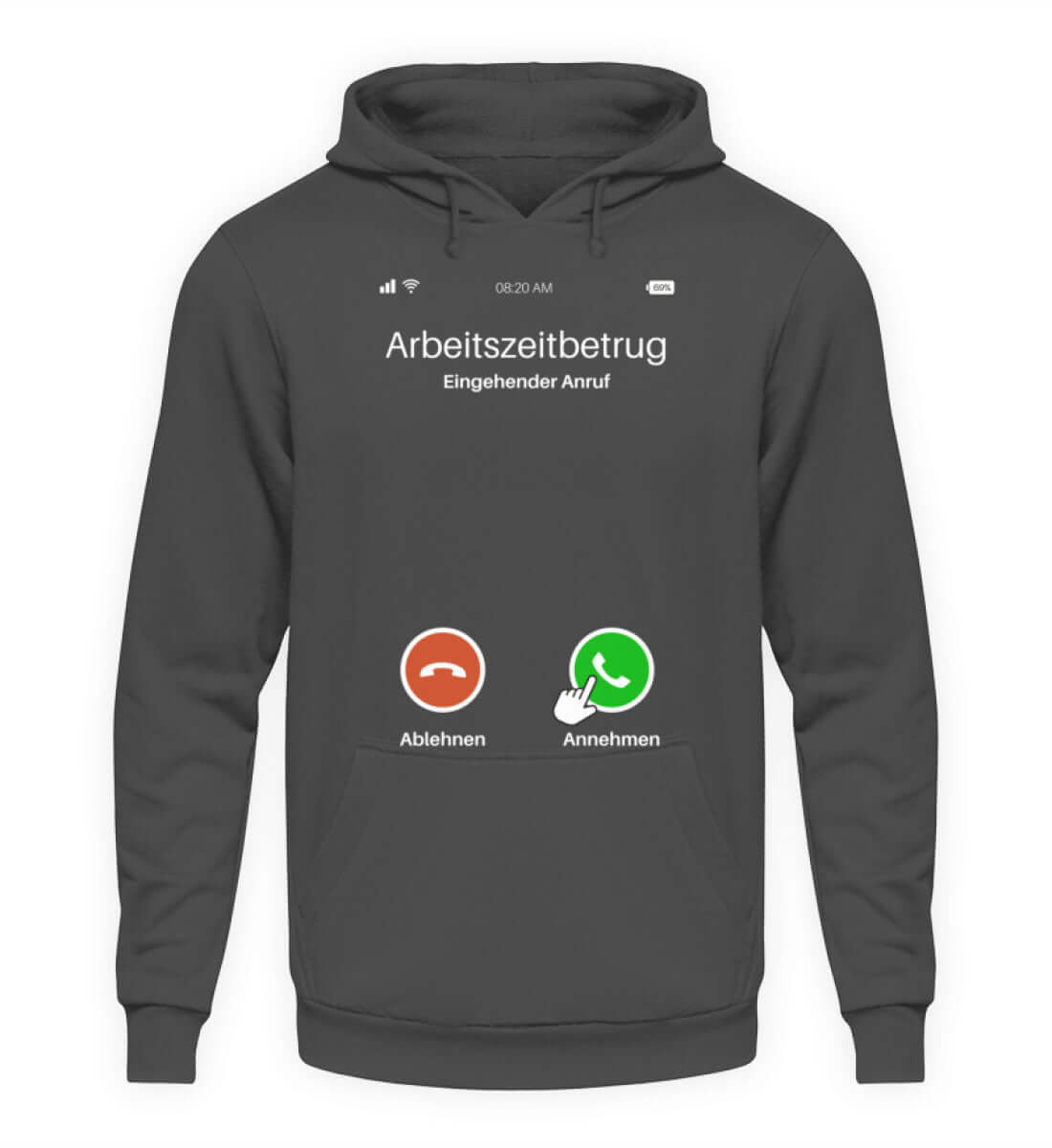 Stylischer Herren Hoody mit "Arbeitszeitbetrug" Print – perfekt für humorvolle Statements und entspannte Outfits.
