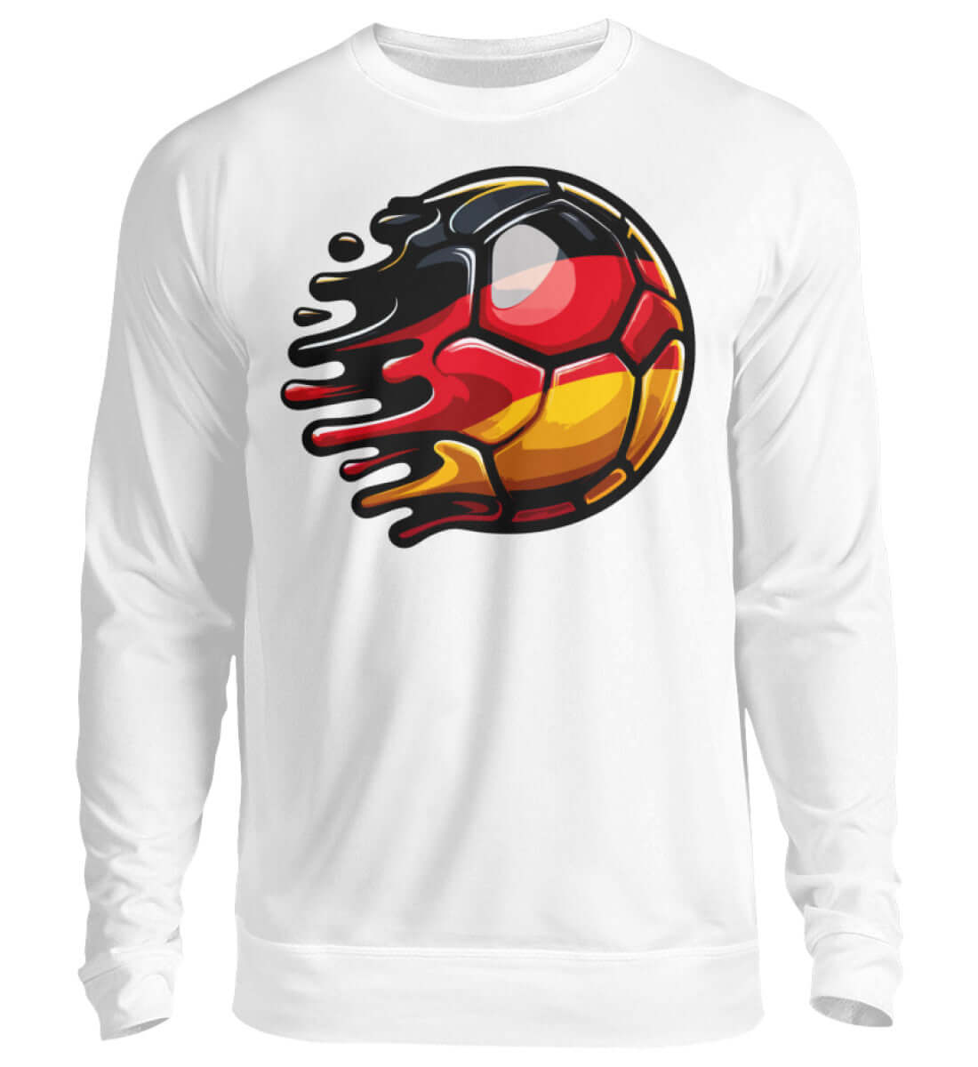 Herren Pullover mit farbenfrohem Fußball-Design in den Farben von Deutschland, ideal für EM 2024 Fans.