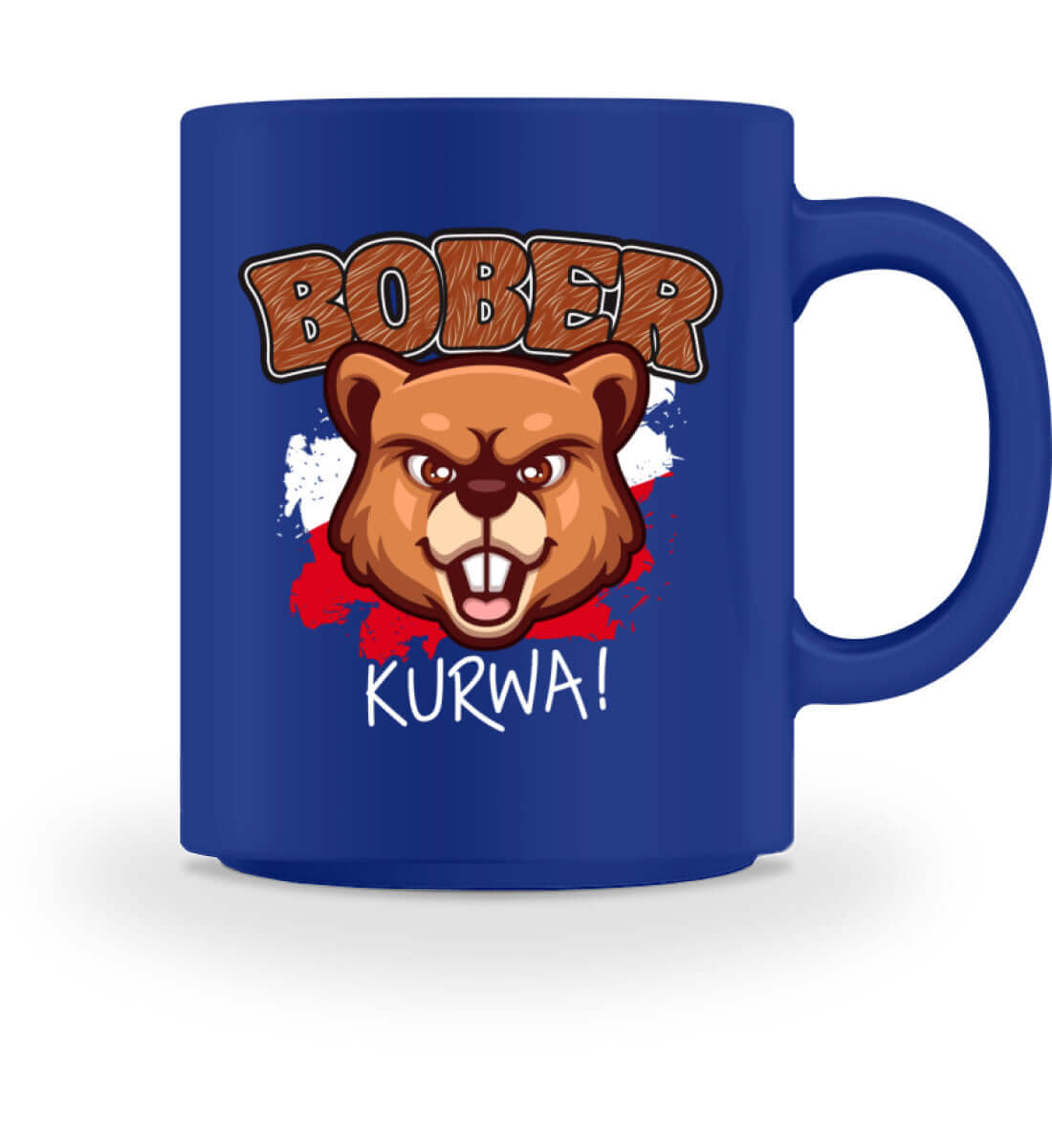 Bober Kurwa Kaffeetasse – Viral Biber Drink-Boss | 374ml mit wütendem Biber-Design auf blauer Tasse