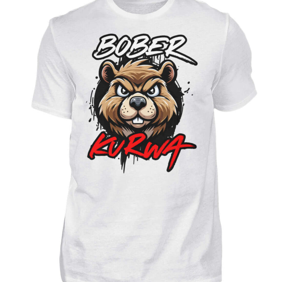 BOBER Kurwa! Herren T-Shirt mit Bären-Design in Premium Qualität aus 100% vorgeschrumpfter Baumwolle, made in Germany