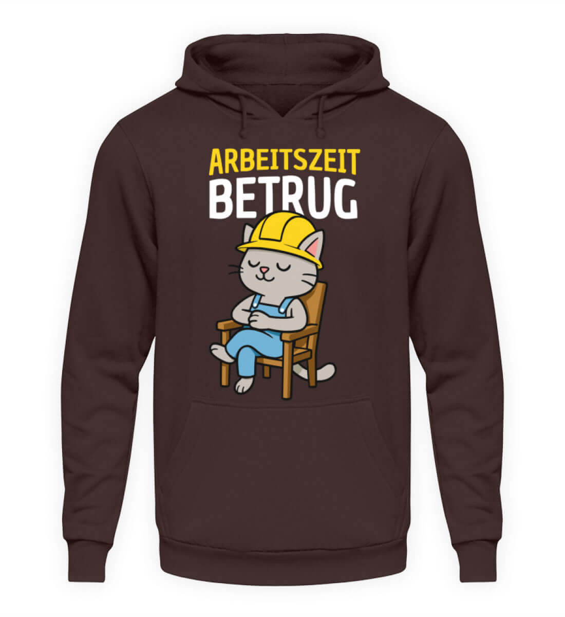 Hoody mit katzenmotiv "Arbeitszeitbetrug" für entspannte Baustellen-Looks und gemütliche Feierabende.