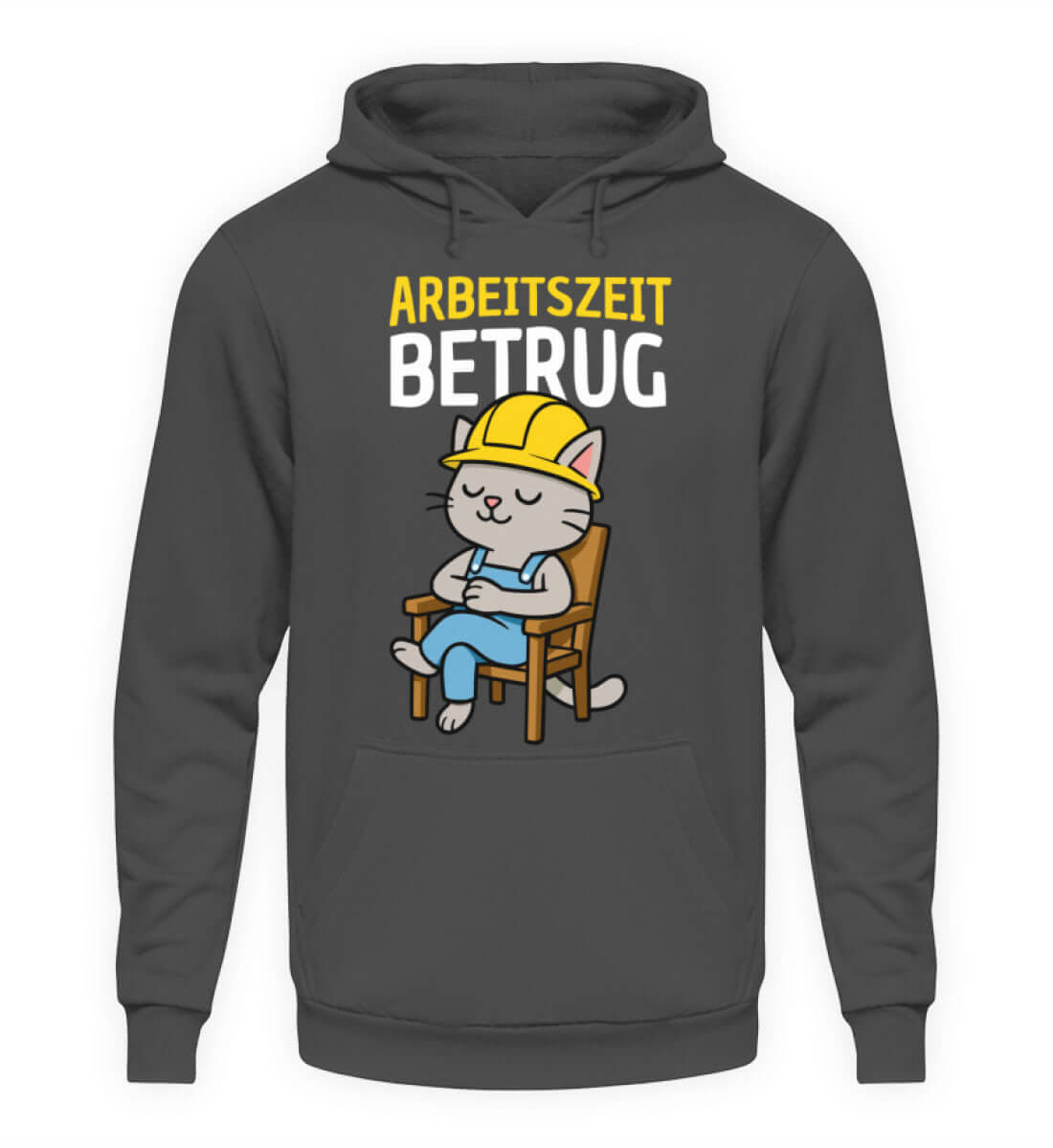 Stylischer Herren Hoody mit Katzenmotiv "Arbeitszeitbetrug" für ein entspanntes Feierabendgefühl.