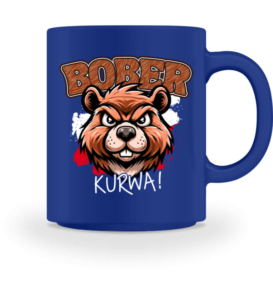 Bober Kurwa Kaffeetasse – Viral Biber Cup-Boss, blauer Keramik-Becher mit Biber-Motiv, 374ml.