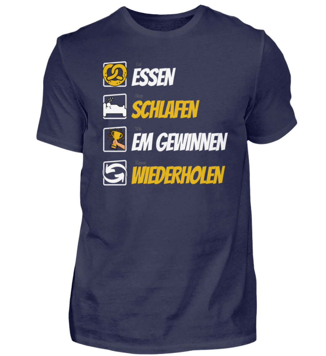 Inspiriert von der EM 2024, präsentiert sich das Design modern und stilvoll, passend für alle Anhänger des eleganten Sportstils. Mit diesem Premium Shirt setzen Sie ein modisches Statement, das gleichzeitig Ihre Begeisterung für das sportliche Großereignis zum Ausdruck bringt.