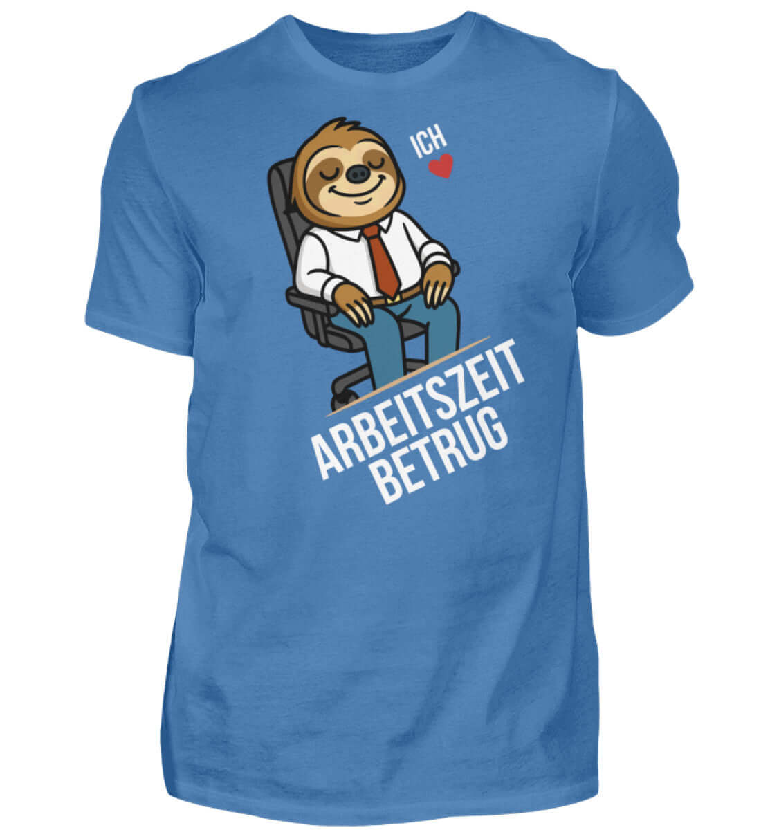 Arbeitszeitbetrug Shirt mit lustigem Faultier im Büro, ideal für entspannte Arbeitstage.