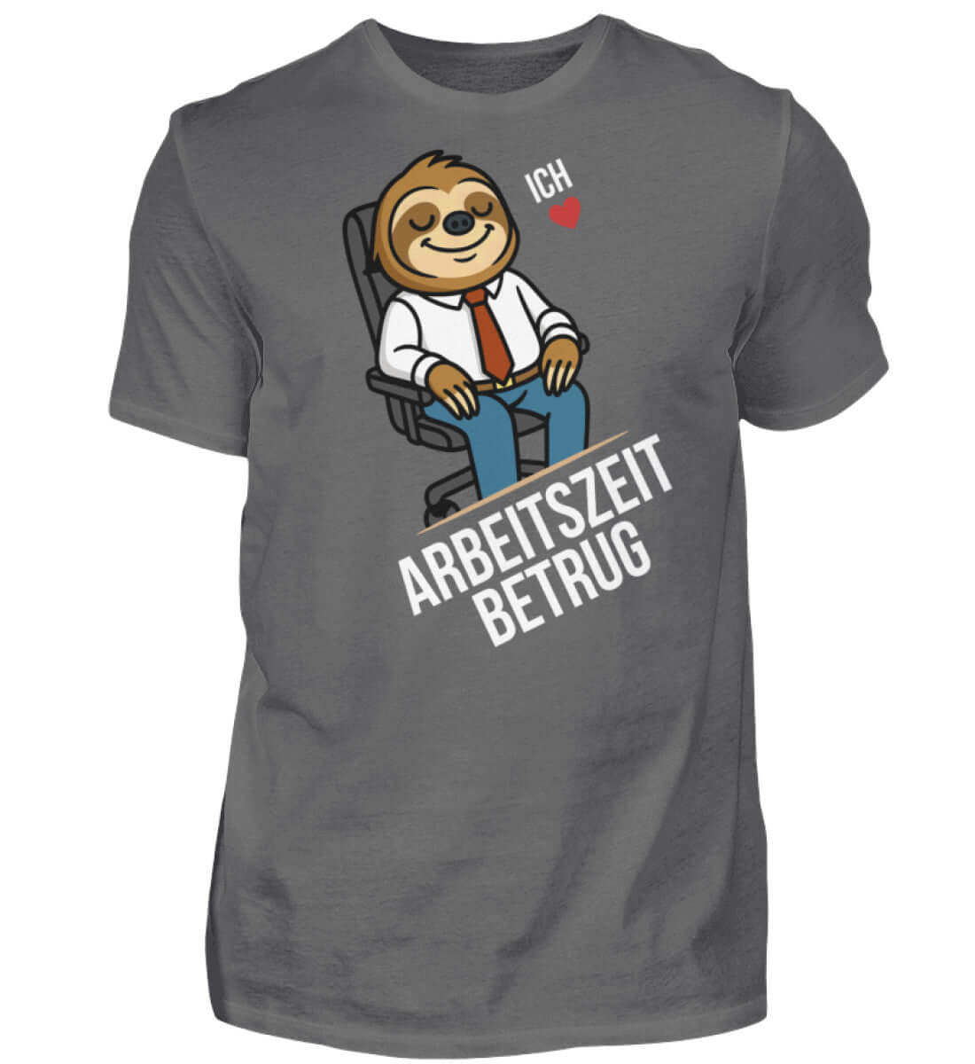Stylish Arbeitszeitbetrug Shirt featuring a cartoon sloth in office attire, perfect for humor in the workplace.