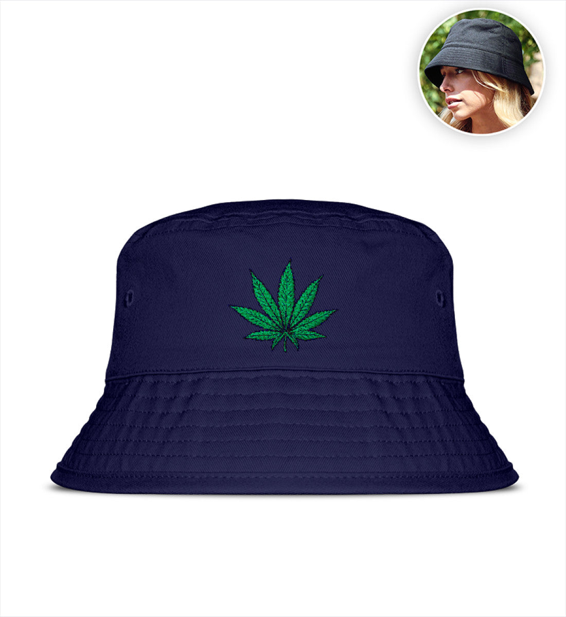 Cannabis-Blatt | Fischerhut mit STICKEREI