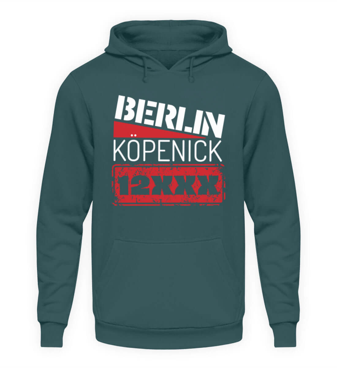 Herren Hoody in Türkis mit Berlin Köpenick 12XXX Design für lässigen Stadtstil.