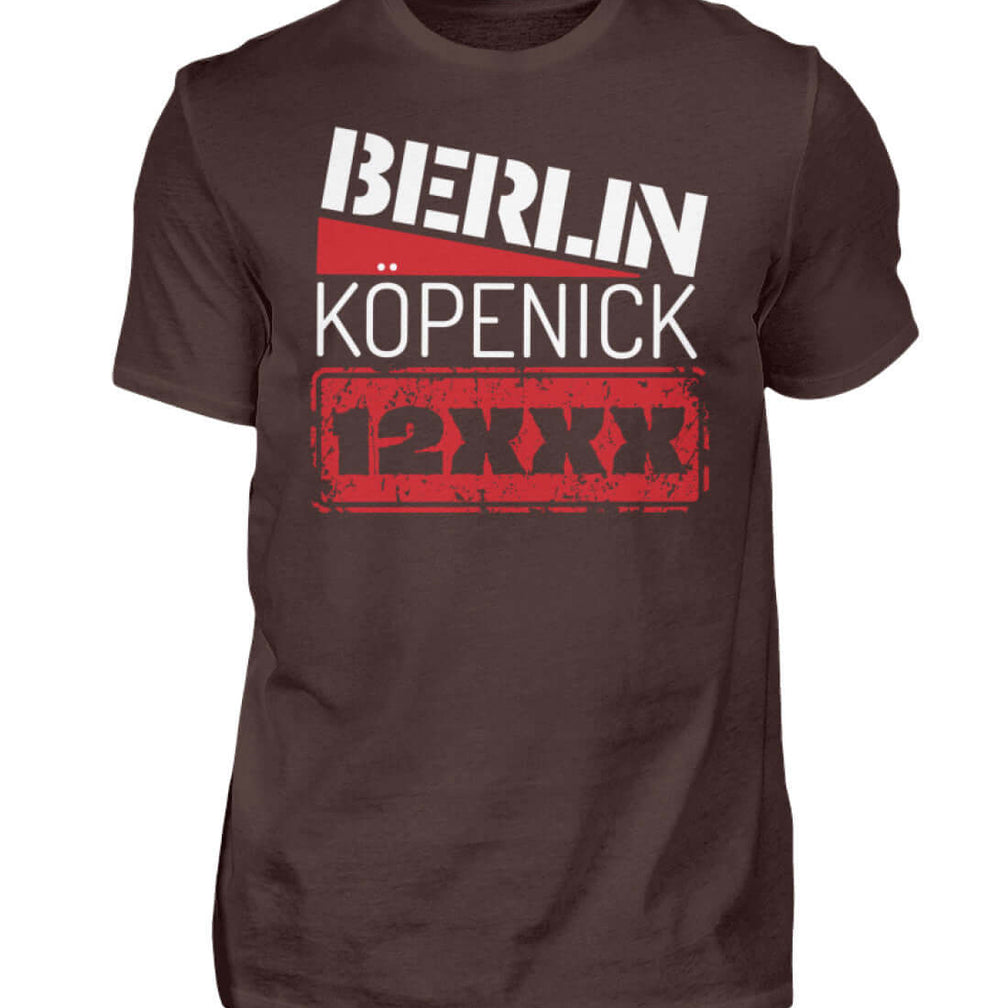 Berlin Köpenick Shirt in Braun mit auffälligem 12XXX Postleitzahlenprint

