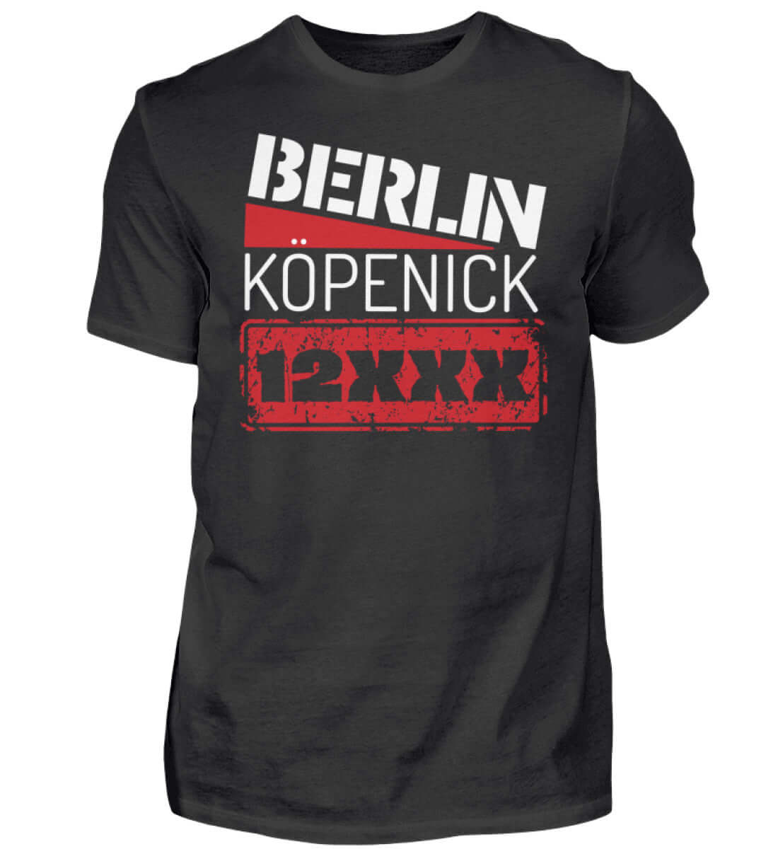 T-Shirt mit Berlin Köpenick 12XXX Motiv in Schwarz für echte Kiez-Fans

