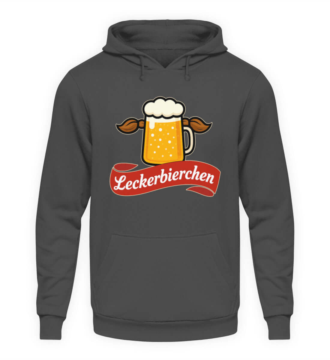 Leckerbierchen Herren Hoody in Grau mit humorvollem Bier-Motiv für entspannte Abende und Festivals.