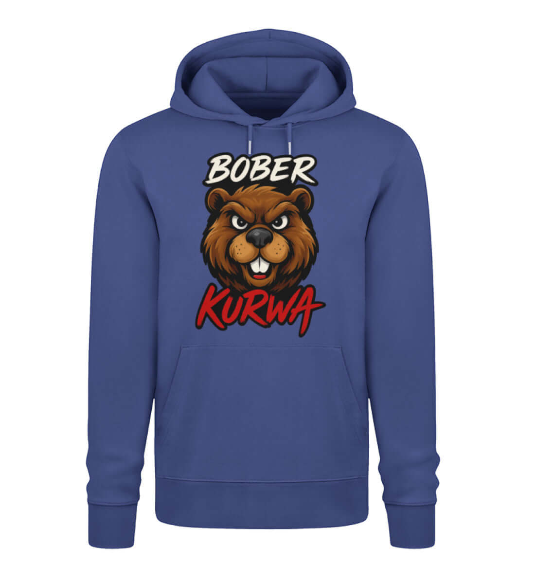 Royalblauer Männer Hoodie mit Bober Kurwa Design und frechem Ausdruck