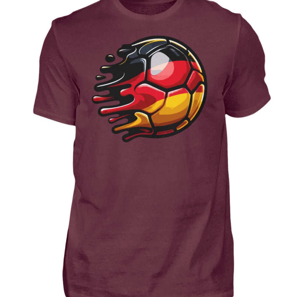 Deutschland Fußball Fan T-Shirt mit dynamischem Ball-Design für Herren, perfekt für Sportenthusiasten.