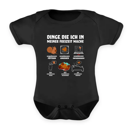 Origineller Babybody mit niedlichen Eichhörnchen-Illustrationen. Super Geschenk zur Geburt oder Taufe – für kleine Tierfreunde und Fans verspielter Motive.