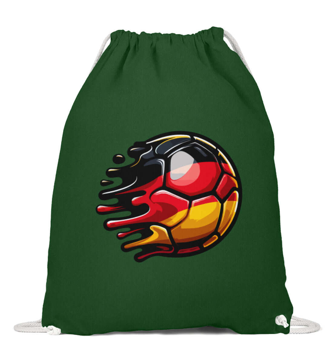 Sportbeutel mit Fußball in den Farben Deutschland, ideal für Fans und nachhaltige Aufbewahrung.