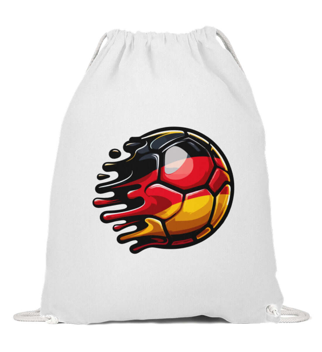 Sportbeutel mit stylisiertem Fußball-Design in den Farben der Deutschland Flagge, ideal für Fußballfans.
