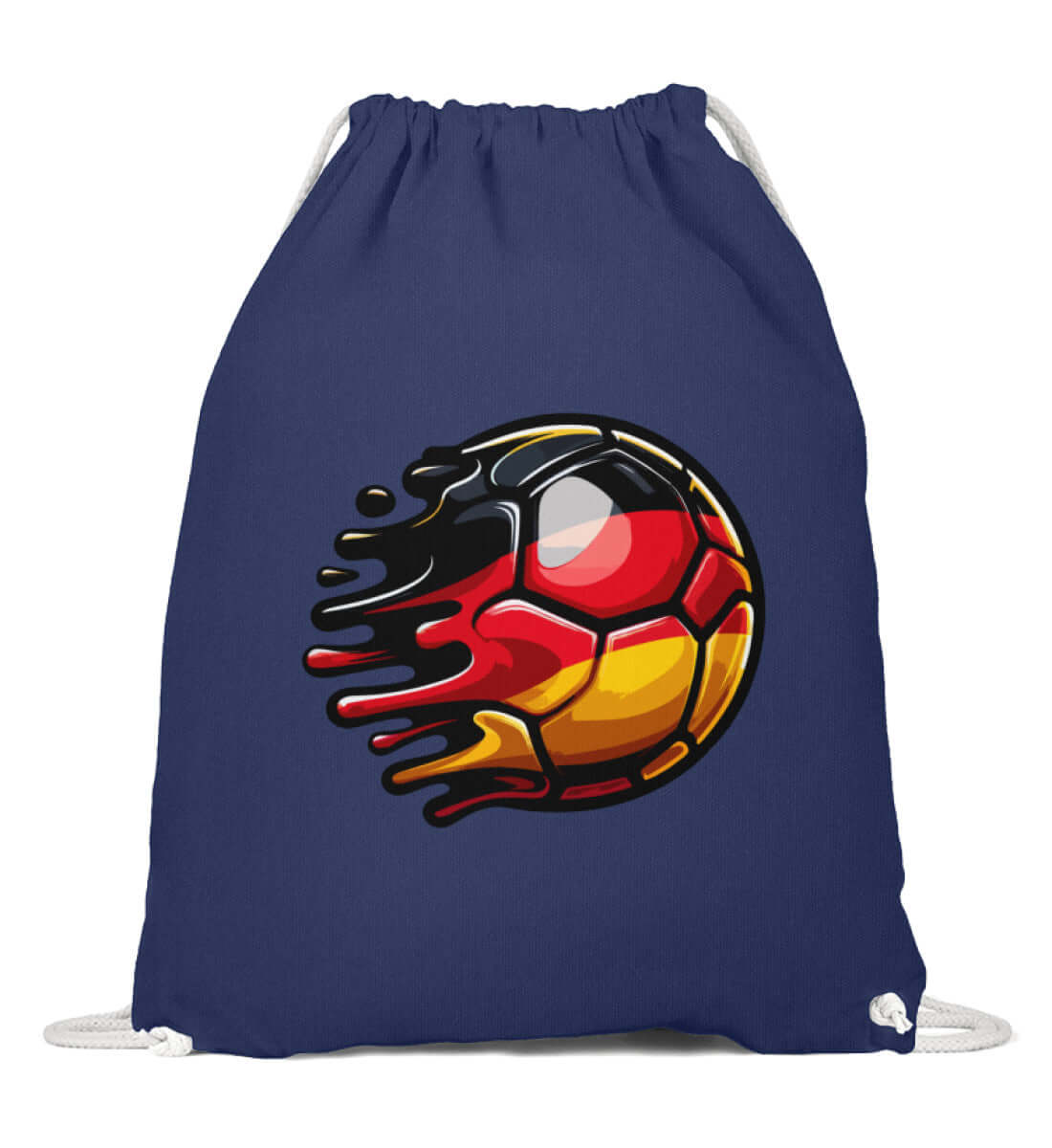 Sportbeutel mit Fußball-Design in den Farben Deutschlands, perfekt für Fans und Nachhaltigkeitsbewusste.